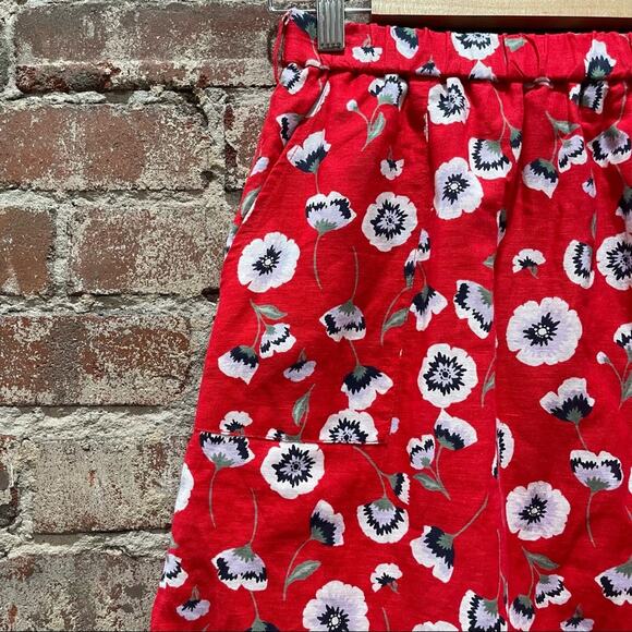 J.Crew Poppy Print Red Linen Skirt Size XS - Picture 3 of 5